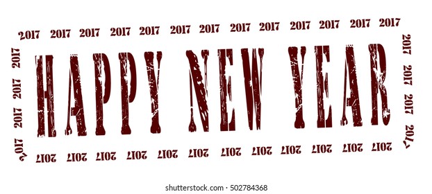 stamp with text "happy new year 2017" isolated on white background. vector illustration