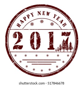 stamp with text "Happy New Year 2017" isolated on white background.