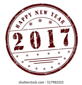 stamp with text "Happy New Year 2017" isolated on white background.Vector illustration