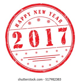 stamp with text "Happy New Year 2017" isolated on white background.Vector illustration