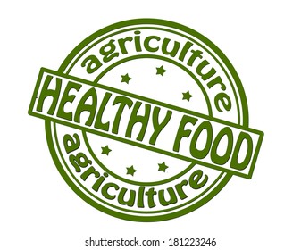 Stamp with text healthy food inside,vector illustration