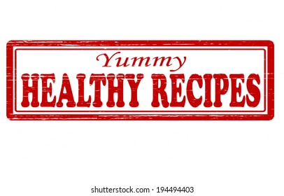 Stamp with text healthy recipes inside, vector illustration