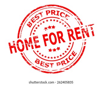 Stamp with text home for rent inside, vector illustration