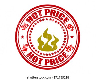 Stamp with text hot price inside, vector illustration
