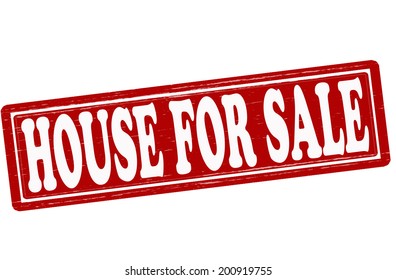 Stamp with text house for sale inside, vector illustration