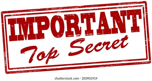 Stamp with text important top secret inside, vector illustration