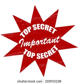 Stamp with text important top secret inside, vector illustration