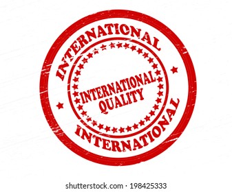 Stamp with text international quality inside, vector illustration