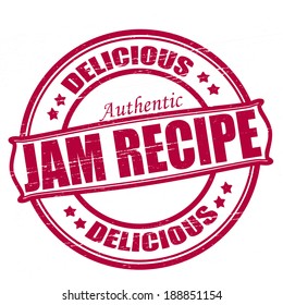 Stamp with text jam recipe inside, vector illustration