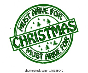 Stamp with text just arrive for Christmas inside, vector illustration
