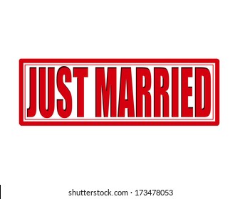 Stamp with text just married inside, vector illustration