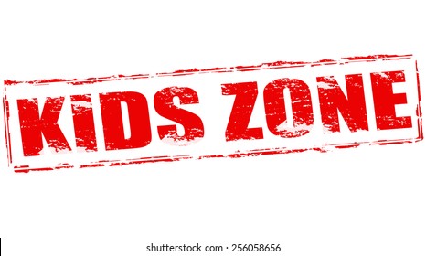 Stamp with text kids zone inside, vector illustration