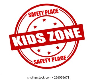 Stamp with text kids zone inside, vector illustration