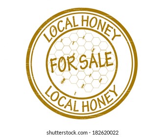 Stamp with text local honey inside, vector illustration