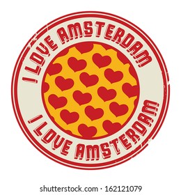 Stamp with text I love Amsterdam, vector illustration
