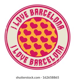 Stamp with text I love Barcelona, vector illustration