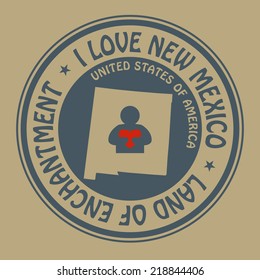 Stamp with text I Love New Mexico inside, vector illustration