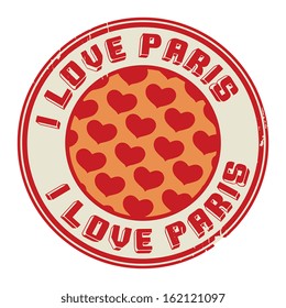 Stamp with text I love Paris, vector illustration