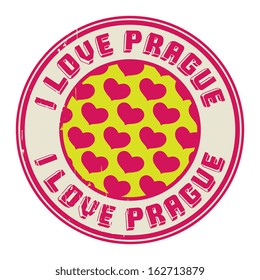 Stamp with text I love Prague, vector illustration