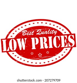 Stamp with text low prices inside, vector illustration