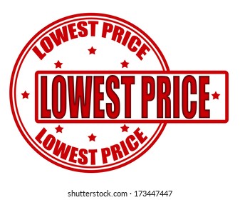 Stamp with text lowest price inside, vector illustration