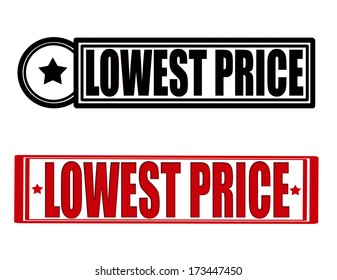 Stamp with text lowest price inside, vector illustration
