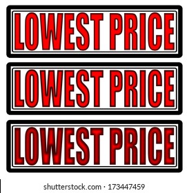 Stamp with text lowest price inside, vector illustration