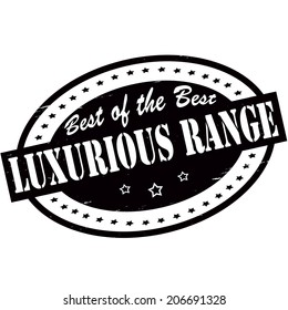 Stamp with text luxurious range inside, vector illustration