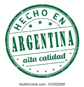 stamp with text "Made in Argentina, high quality" in Spanish isolated on white background. Vector illustration