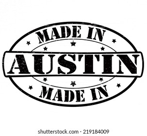 Stamp with text made in Austin inside, vector illustration