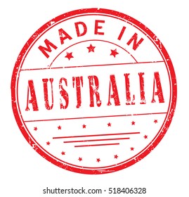 stamp with text "made in Australia" isolated on white background. Vector illustration.