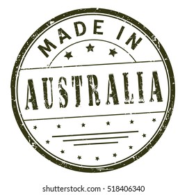 stamp with text "made in Australia" isolated on white background. Vector illustration.
