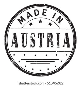 stamp with text "made in Austria" isolated on white background. Vector illustration.