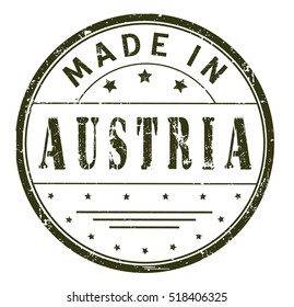 stamp with text "made in Austria" isolated on white background. Vector illustration.