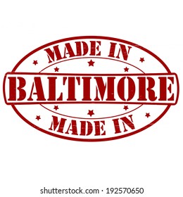 Stamp with text made in Baltimore inside, vector illustration