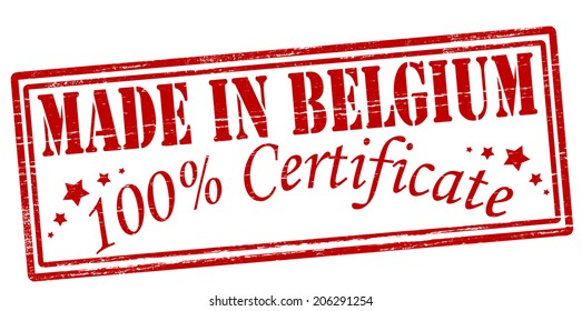 Stamp with text made in Belgium inside, vector illustration
