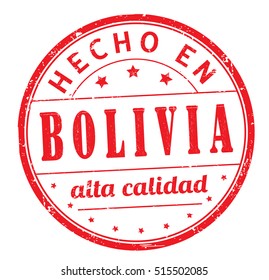 stamp with text "Made in Bolivia, high quality" isolated on white background. Vector illustration