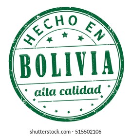 stamp with text "Made in Bolivia, high quality" isolated on white background. Vector illustration