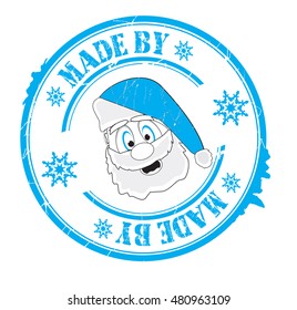 stamp with text "Made by" isolated on white background.