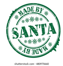stamp with text "made by Santa" isolated on white background. Vector illustration