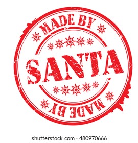 stamp with text "made by Santa" isolated on white background. Vector illustration