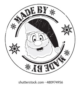 stamp with text "Made by Santa" isolated on white background. Vector illustration