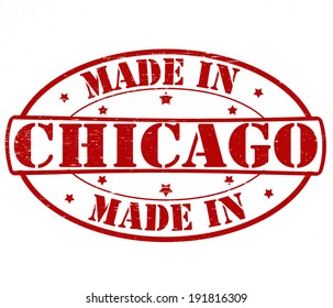 Stamp with text made in Chicago inside, vector illustration