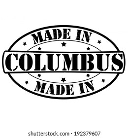 Stamp with text made in Columbus inside, vector illustration