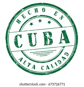 stamp with text "Made in Cuba, high quality" in Spanish isolated on white background. Vector illustration