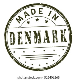 stamp with text "made in Denmark" isolated on white background. Vector illustration.