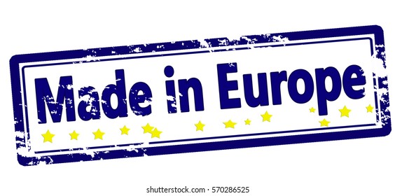 Stamp with text made in Europe inside, vector illustration