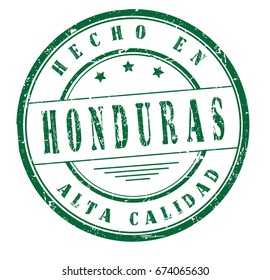 stamp with text "Made in Honduras, high quality" in Spanish isolated on white background. Vector illustration