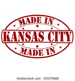 Stamp with text made in Kansas City inside, vector illustration