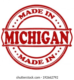 Stamp with text made in Michigan inside, vector illustration